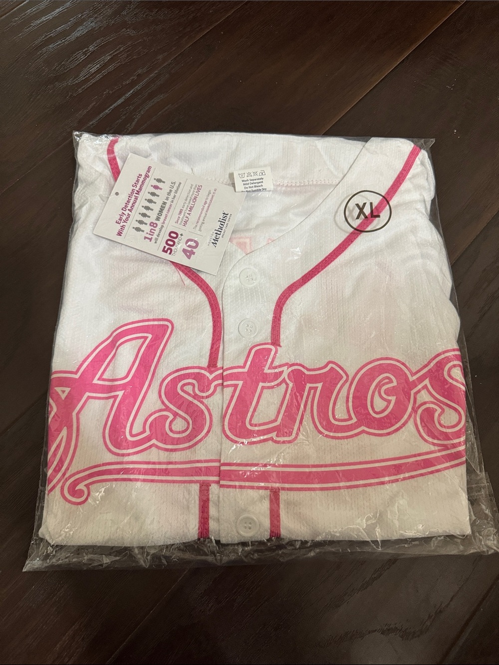 Astros Pink-Trim Baseball Jersey - XL
